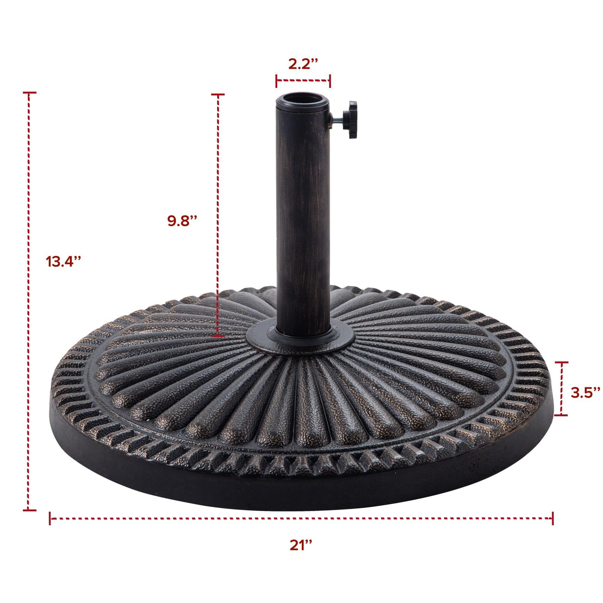 40lb Round Base Stand Weight for Patio Market Table Umbrella Outdoor, Bronze