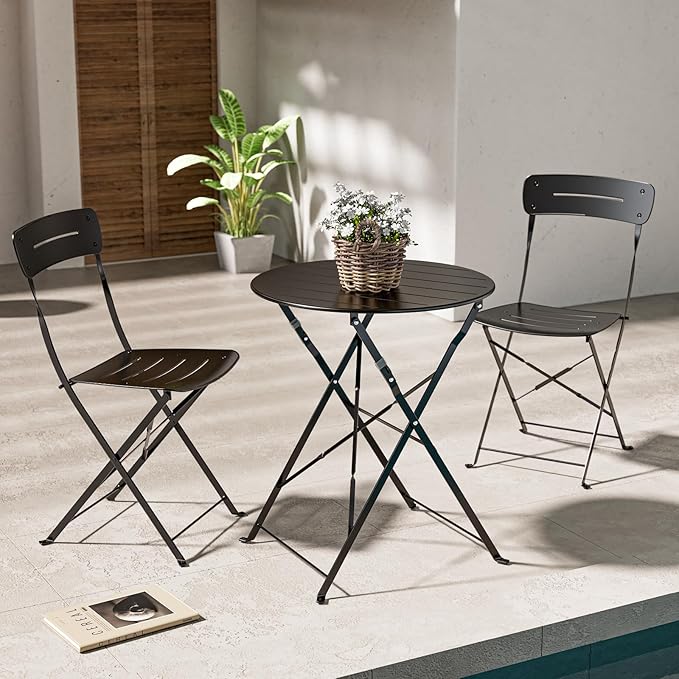 Premium Frame Patio Bistro Set, Colorful Folding Outdoor Patio Furniture Sets