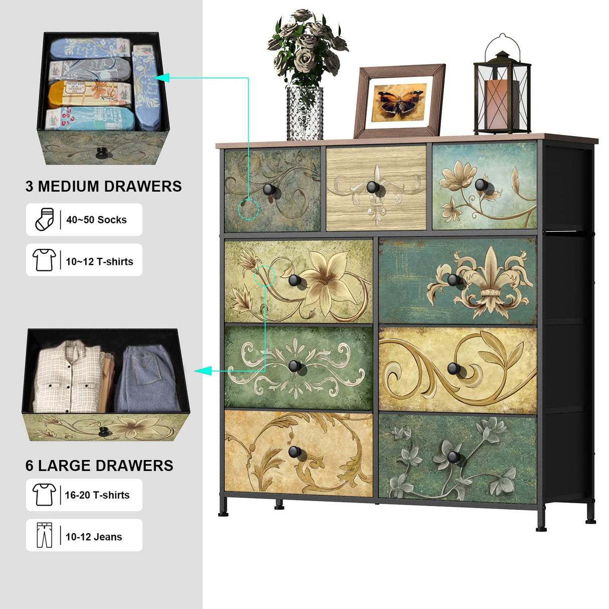 Dresser with Drawers for Bedroom Chest of Drawers Fabric Dresser for Closet