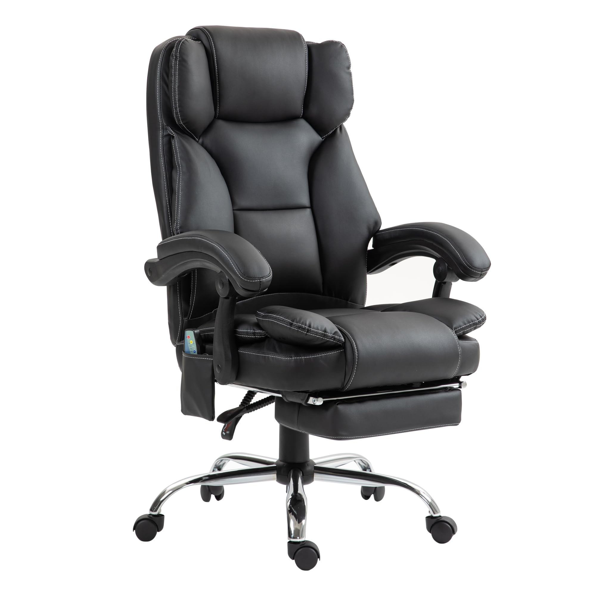 Adjustable Executive Chair, Ergonomic Massage Reclining Office Chair, PU Leather, Black