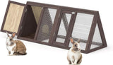 Rabbit Hutch, Small Chicken Coop Outdoor A-Frame Quail Cage with 2 Door & Run Cage