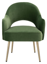 SAFAVIEH Home Collection Dublyn Green Velvet/Gold Accent Chair ACH4001C