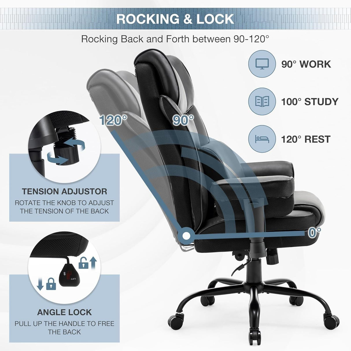 PU Leather Executive Chair High Back Office Chair Swivel Computer Task Chair