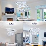 Modern Crystal Chandeliers 3 Rings Round LED Chandelier Fixtures DIY Pendant Lighting