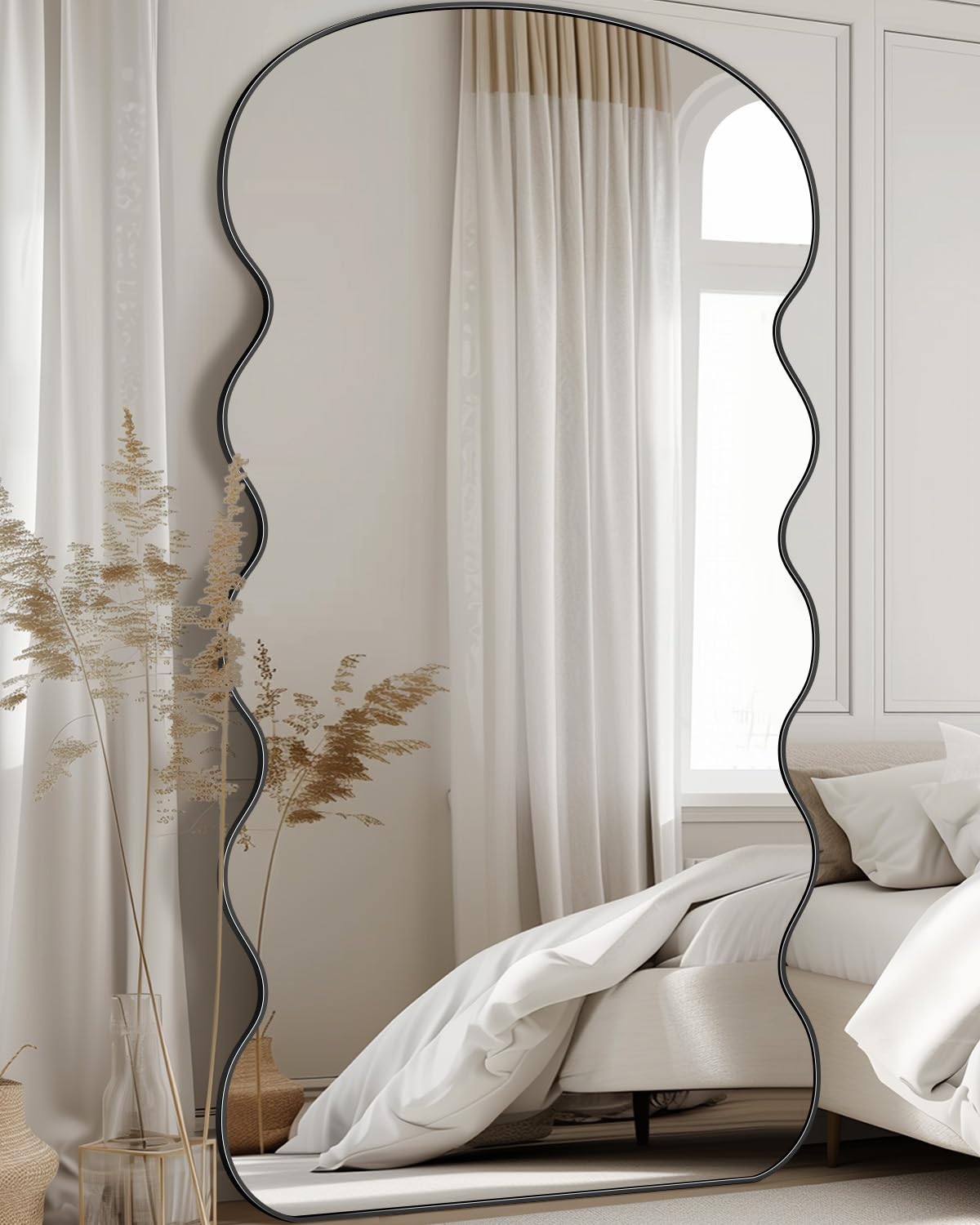 76x34 Wavy Full Length Mirror with Stand