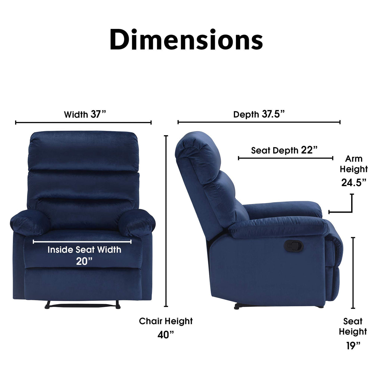 Recliner, Navy Blue