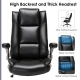 High Back Office Chair PU Leather Executive Swivel Computer Desk Chair Flip-up Arms