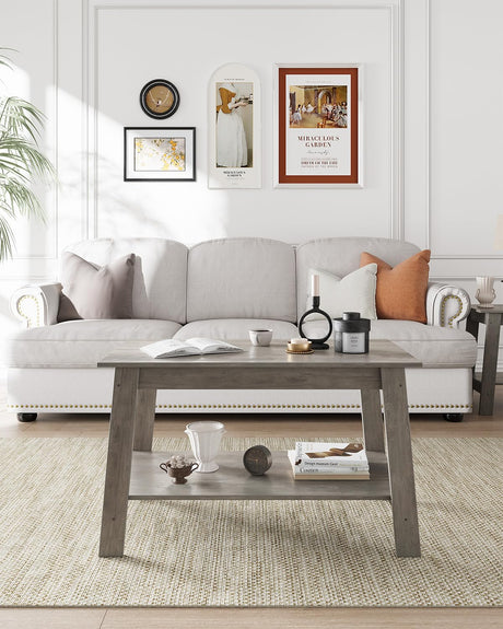 Coffee Table with Storage Shelf, 2-Tier Coffee Tables for Living Room