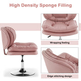 Armless Swivel Accent Chair with Height Adjustment - Pink Tech Cloth Vanity Chair