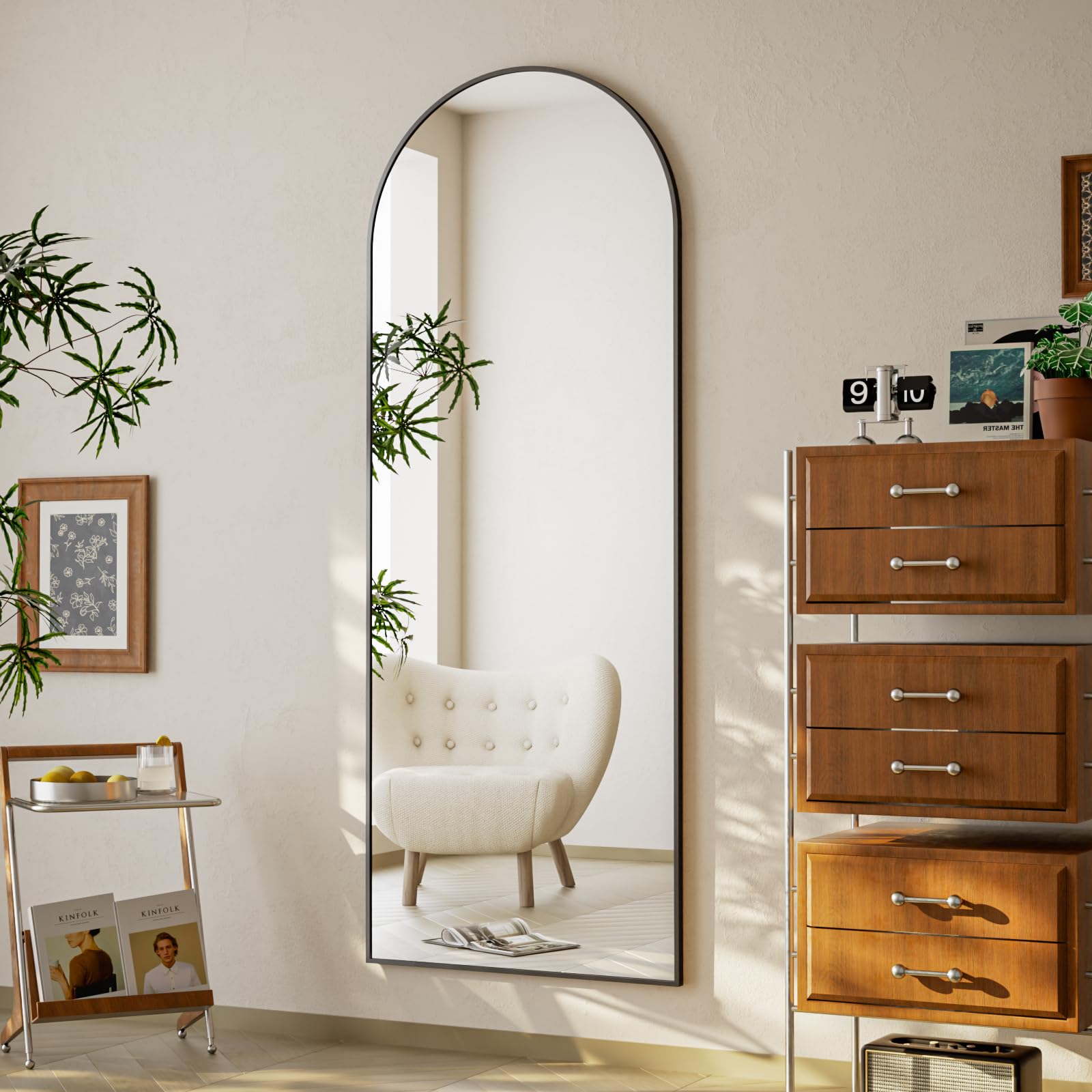 Arched Full Length Mirror 65x24 - Shatterproof Tempered Glass Floor Mirror