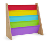 4-Tier Kids Bookshelf, Natural Wood/Rainbow - Premium Book Shelf for Kids Rooms