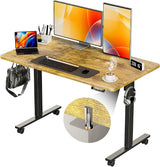 Electric Standing Desk Height Adjustable Computer Desk, 48 Inches Sit Stand Desk Workstations with Hook, Ergonomic Desk for Home Office Stand Up Desk with Wheels (Black)