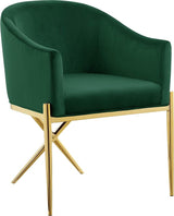 Xavier Collection Modern | Contemporary Velvet Upholstered Dining Chair with Sturdy Steel X Shaped Legs