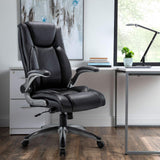 High Back Office Chair with Flip-up Arms, Executive Computer Desk Chair Bonded Leather Adjustable