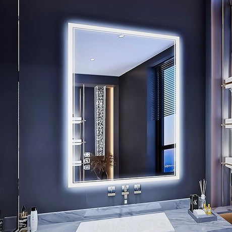 LED Bathroom Mirror 48"x 36",Front Lit and Backlit Bathroom Mirror with Lights,