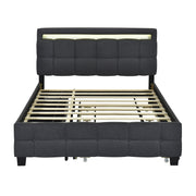 Upholstered Platform Bed with LED Frame Grey - Queen