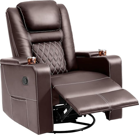 Swivel Rocking Recliner with Massage and Heat, Hidden Arm Storage