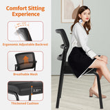 Office Guest Reception Chairs with Leather Cushion and Ergonomic Lumbar Support