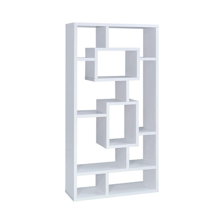 CO- 10-Shelf Rectangular Bookcase, White, 11.5" D x 35.5" W x 70.75" H (800157)