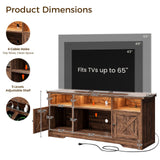 65 Inch Farmhouse TV Stand with Power Outlet & LED Lights