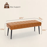 44.5” End of Bed Bench, Faux Leather Tufted Upholstered Bedroom