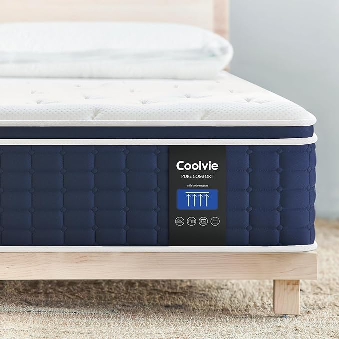 Coolvie Queen Mattress, 10 Inch Hybrid Mattress Queen Size, Individual Pocket Springs