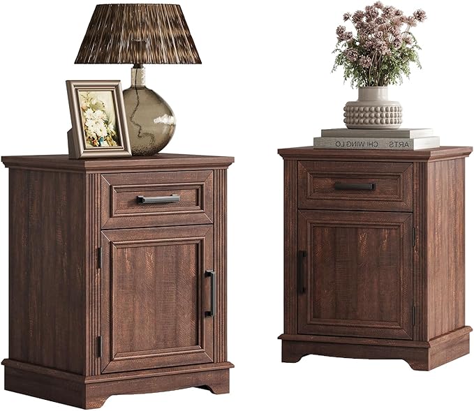 Night Stand with Drawers, Bedside Table for Bedroom, End Table with Large Storage Cabinet for