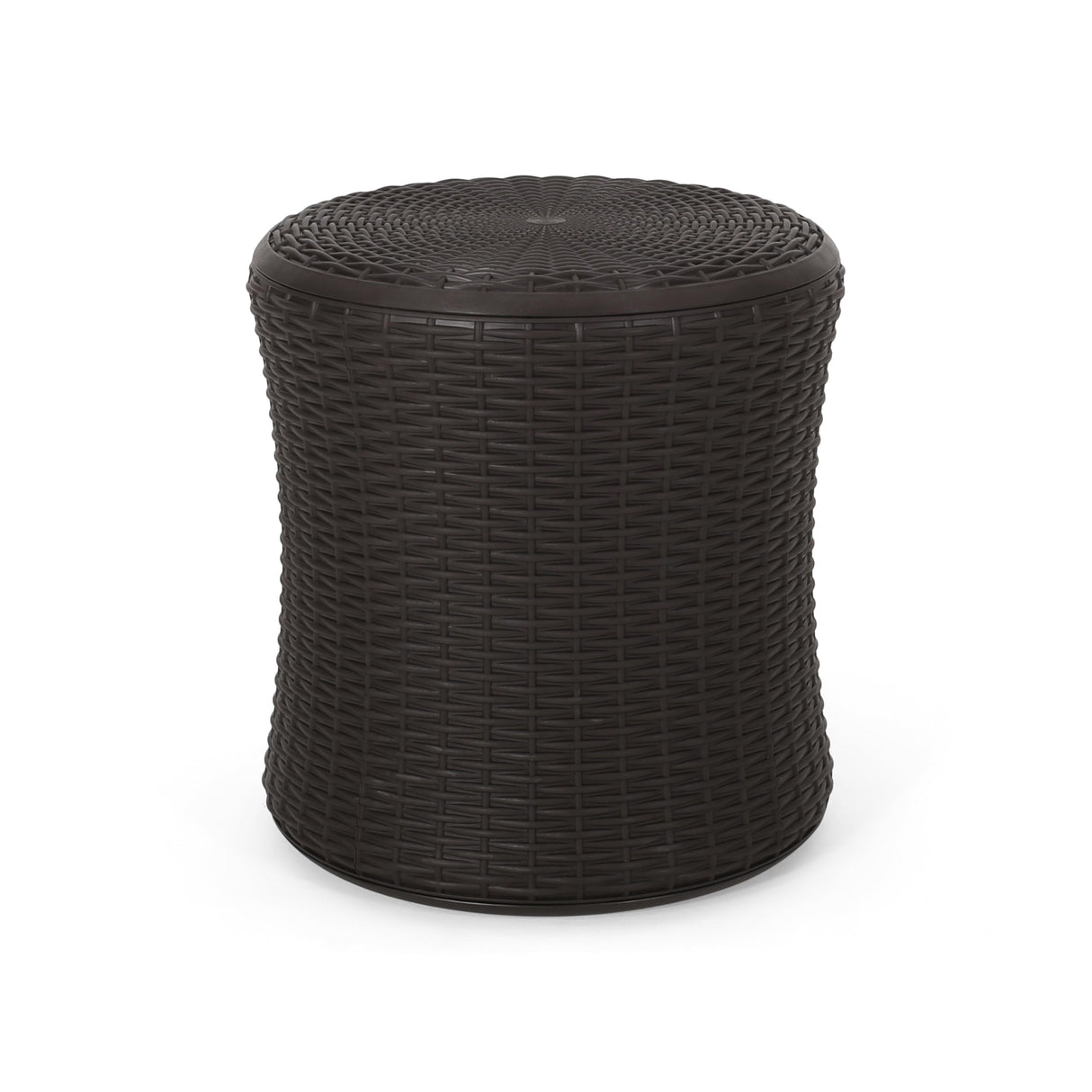 Outdoor Wicker Pattern End Table with Storage Patio Coffeetable for Backyard,Garden