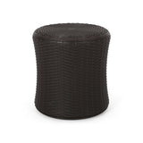 Outdoor Wicker Pattern End Table with Storage Patio Coffeetable for Backyard,Garden