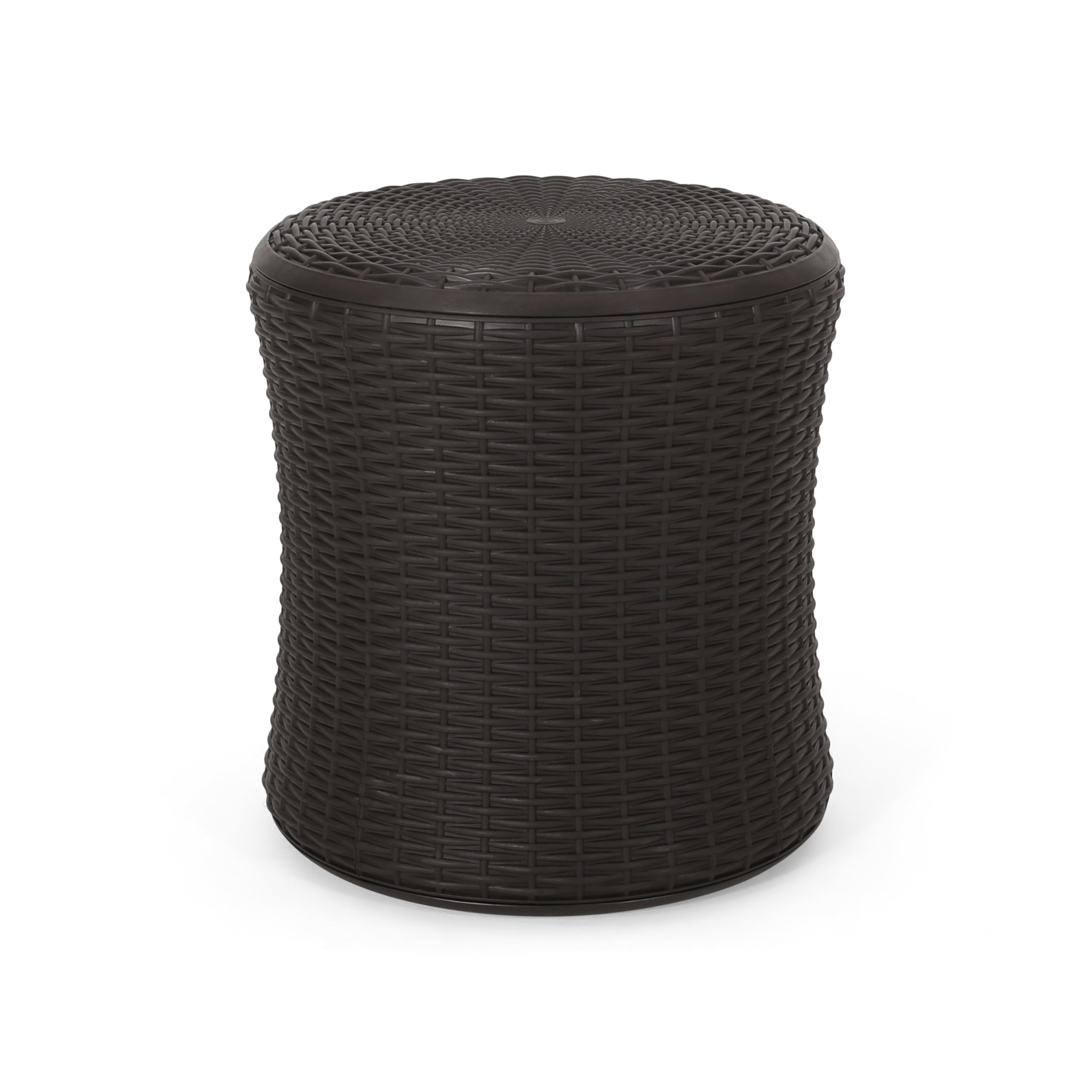 Outdoor Wicker Pattern End Table with Storage Patio Coffeetable for Backyard,Garden