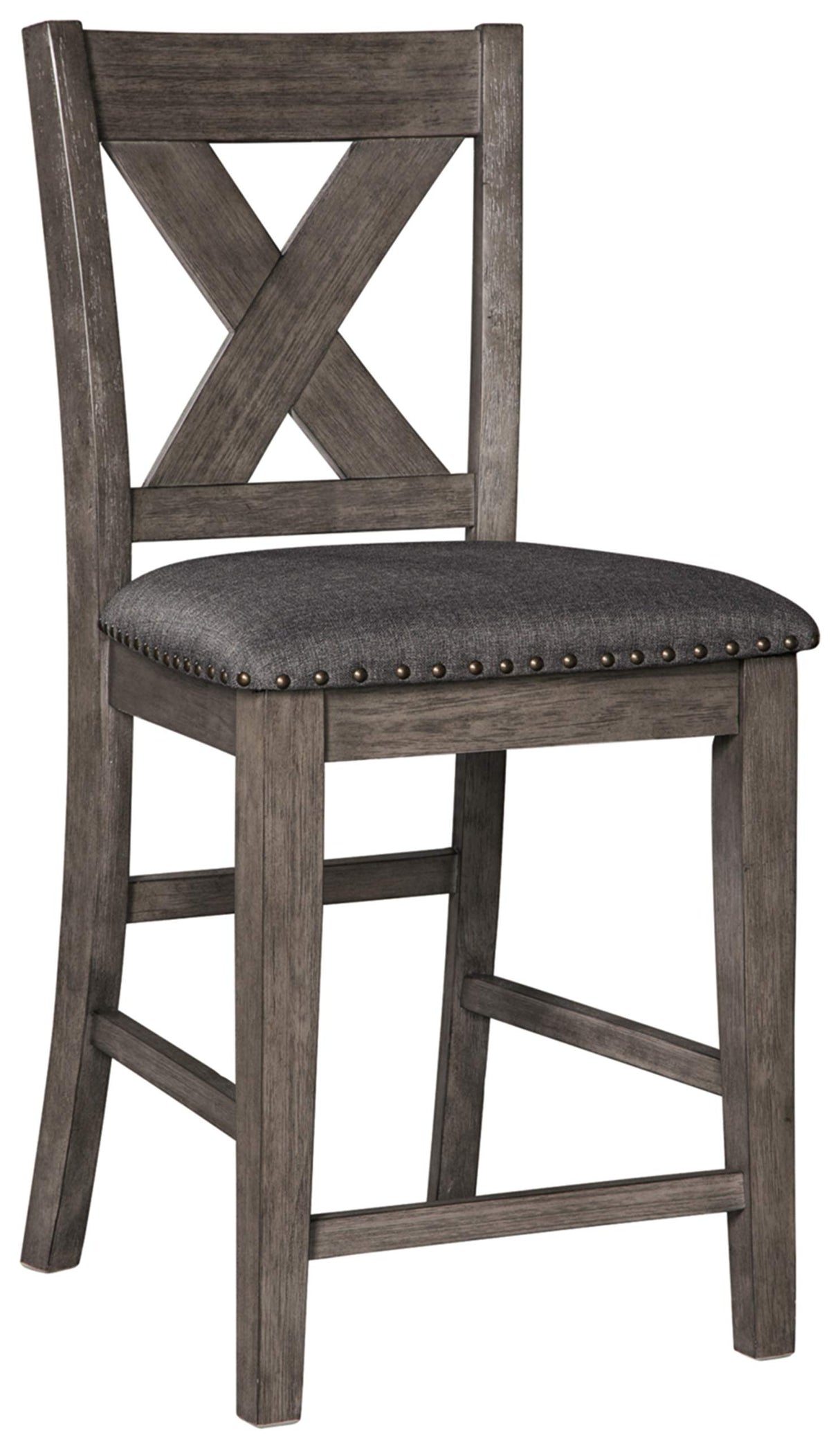 Caitbrook Rustic 24.63" Counter Height Upholstered Barstool, Set of 2, Gray