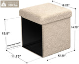 Teddy Fabric Storage Ottoman - 15 Inch Foldable Ottoman Cube - Multipurpose Cozy Ottomas