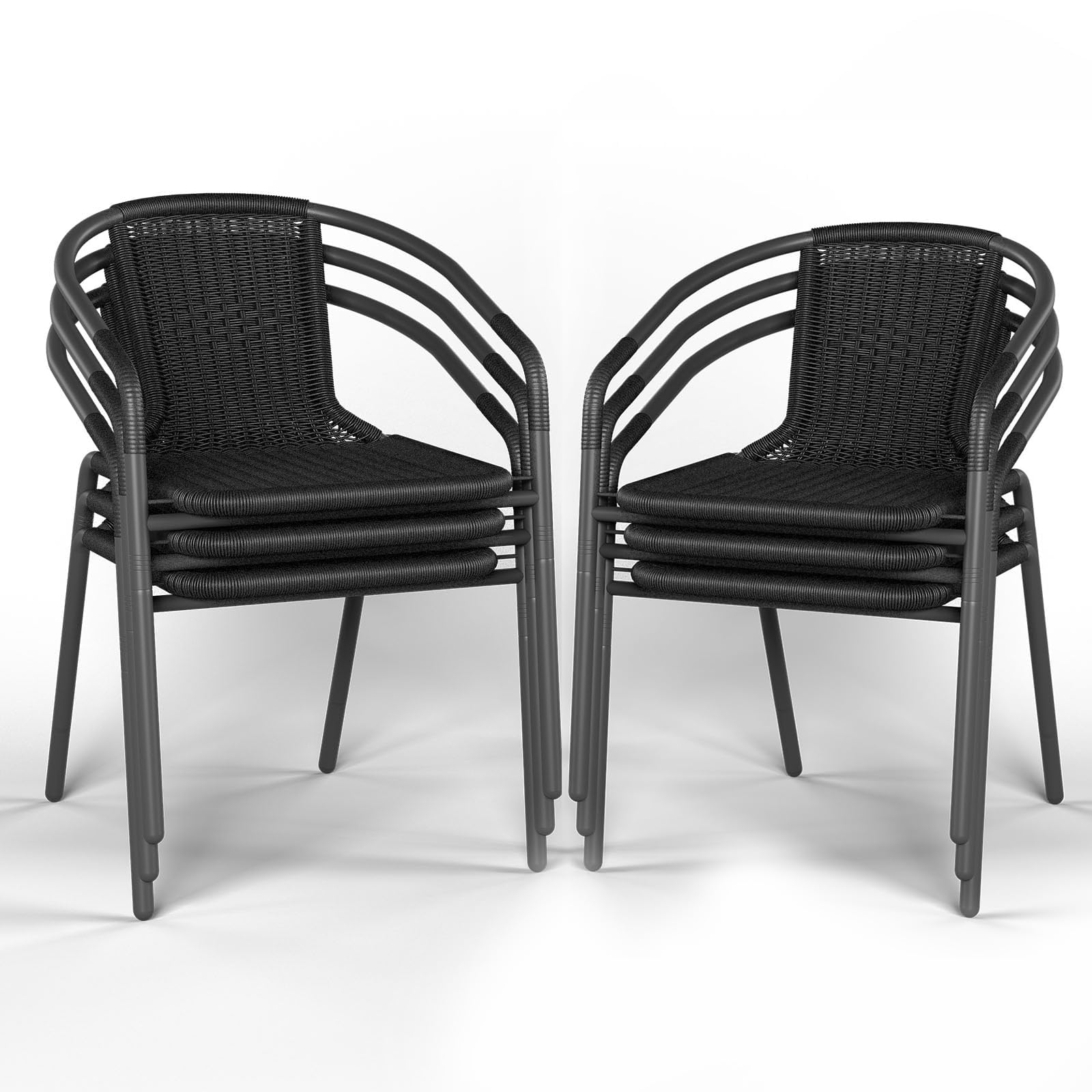 Amopatio Outdoor Dining Chairs Set of 6, Rattan Patio Chairs Wicker