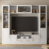 Entertainment Wall Unit for Living Room with Storage Bridge, Modern TV Stand