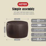 Circa 37 Gallon 3-in-1 Patio Deck Storage Box Ottoman Organizer Container