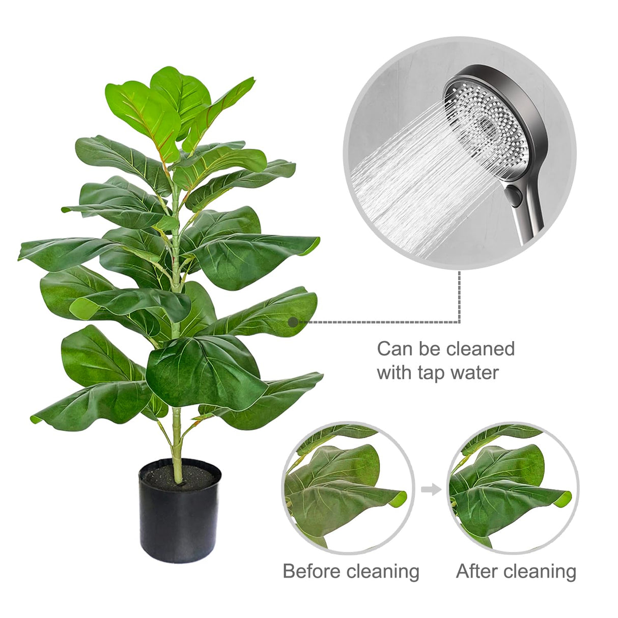 Artificial Fiddle Leaf Fig Tree/Faux Ficus Lyrata for Home Office Decoration,