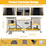 40"L Rabbit Hutch Indoor Wooden Large Bunny Hutch Outdoor 2 Story Rabbit Cage