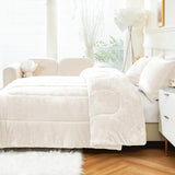 Faux Fur Comforter Set Queen Size, Luxury Ultra Soft Fuzzy Comforter, Fluffy Plush Velvet Bedding Comforter Sets