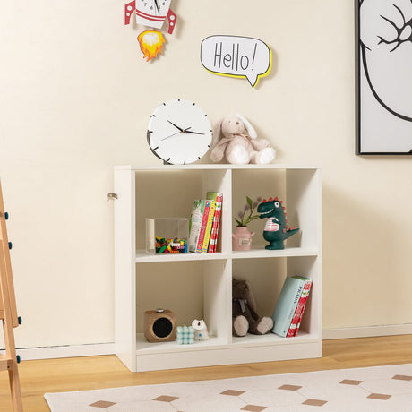 4-Cube Bookcase White - 2-Tier Freestanding Open Bookshelf