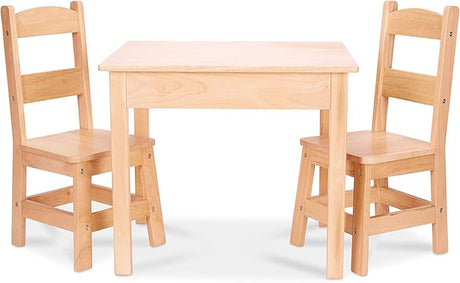 Table and 2 Chairs Set - Light Finish Furniture for Playroom