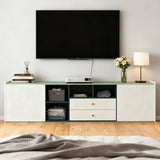 78.74" Modern TV Stand with Storage - Green & White Entertainment Center