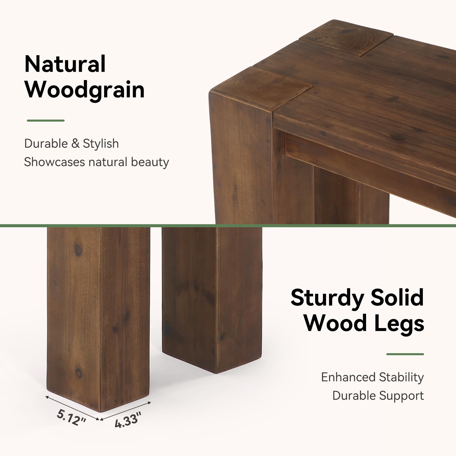 70.9-Inch Solid Wood Console Table - Rustic Brown Farmhouse Entryway Table