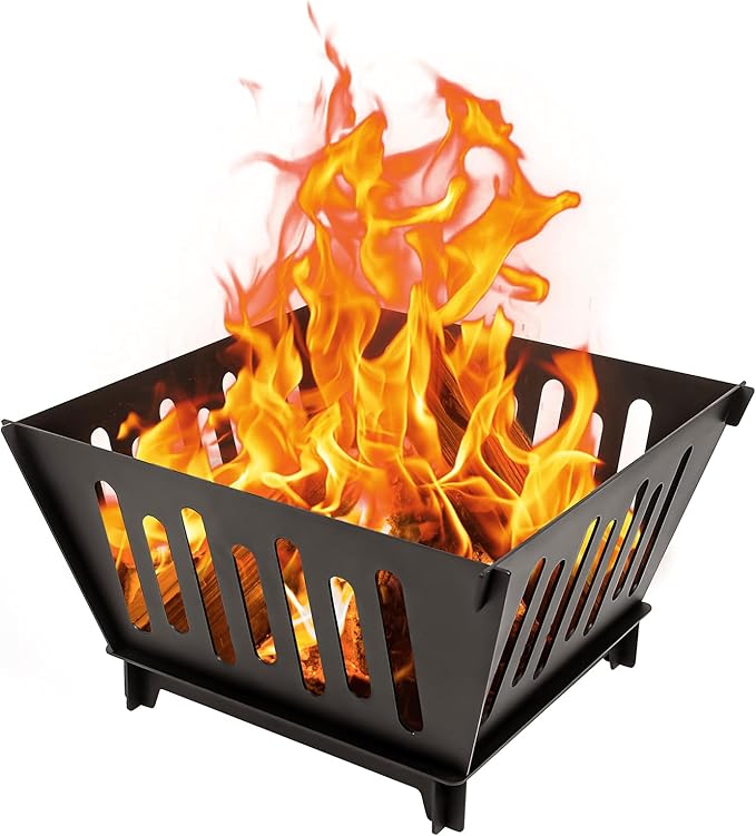 24-inch Fire Pit, Outdoor Portable Wood-Burning Fire Pit Log Stove Fireplace for Camping