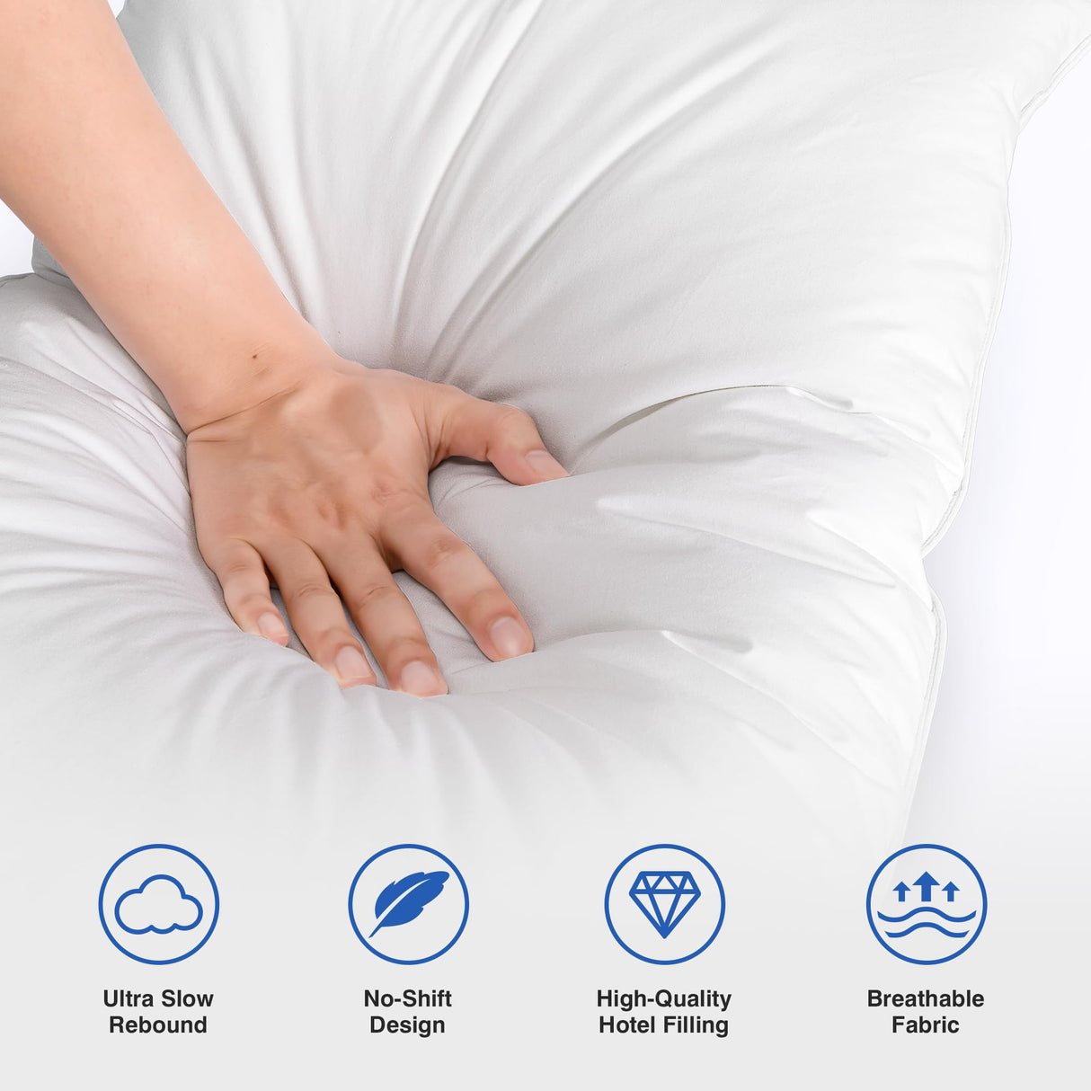 zibroges Goose Feather Pillow Queen Size Pack of 2 - Hotel Down Bed Pillows for Sleeping, Soft 600 Thread Count Cotton Cover, Fluffy Support Surround Fill Polyester for Back, Stomach, Side Sleepers