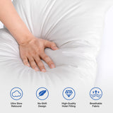zibroges Goose Feather Pillow Queen Size Pack of 2 - Hotel Down Bed Pillows for Sleeping, Soft 600 Thread Count Cotton Cover, Fluffy Support Surround Fill Polyester for Back, Stomach, Side Sleepers
