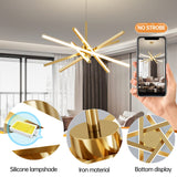 Modern Sputnik Chandelier Ceiling 82W LED Gold Pendant Light Embedded Mount