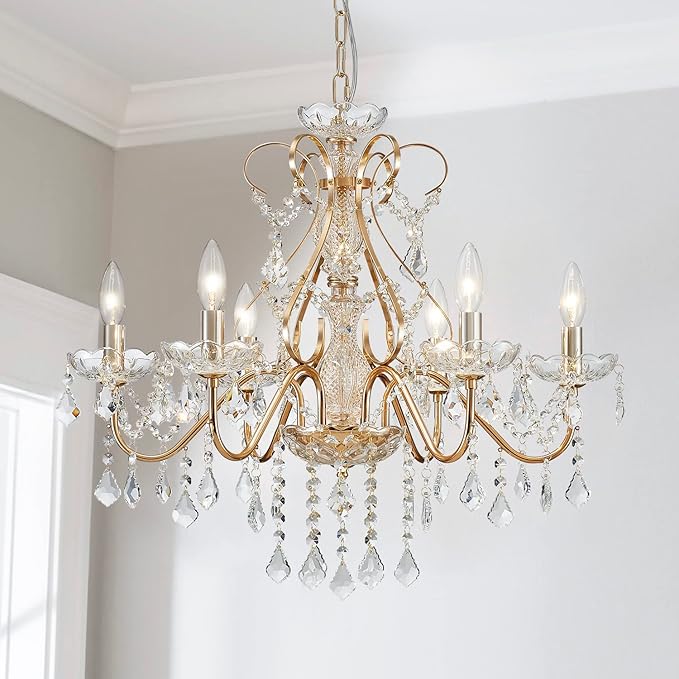 6 Light Crystal Chandelier Light Fixture Modern Chandelier Crystal Lighting