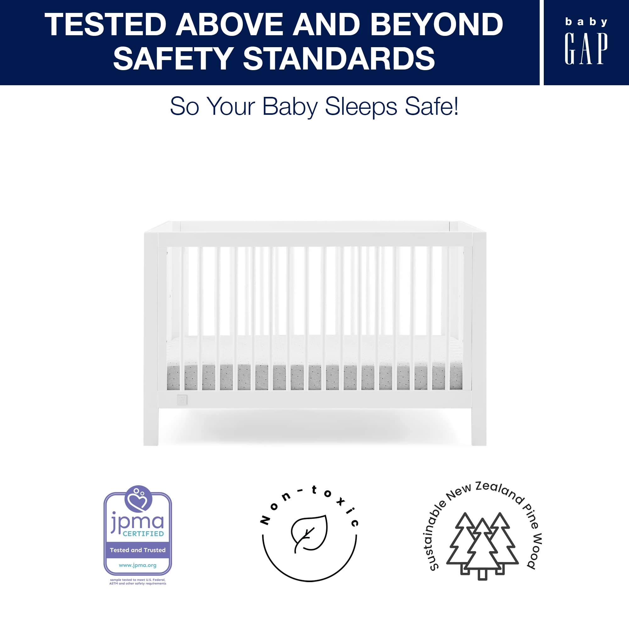 GAP babyGap Charlie 6-in-1 Convertible Crib - Greenguard Gold Certified, Navy