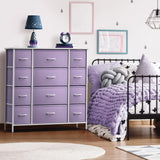 Kids Dresser with 12 Drawers - Chest Organizer Unit with Steel Frame Wood Top & Handle