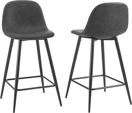 CF501625-GY Weston Counter Stool (Set of 2), Distressed Gray/Matte Black